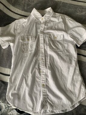 Express White Short-Sleeve Button-Down Shirt